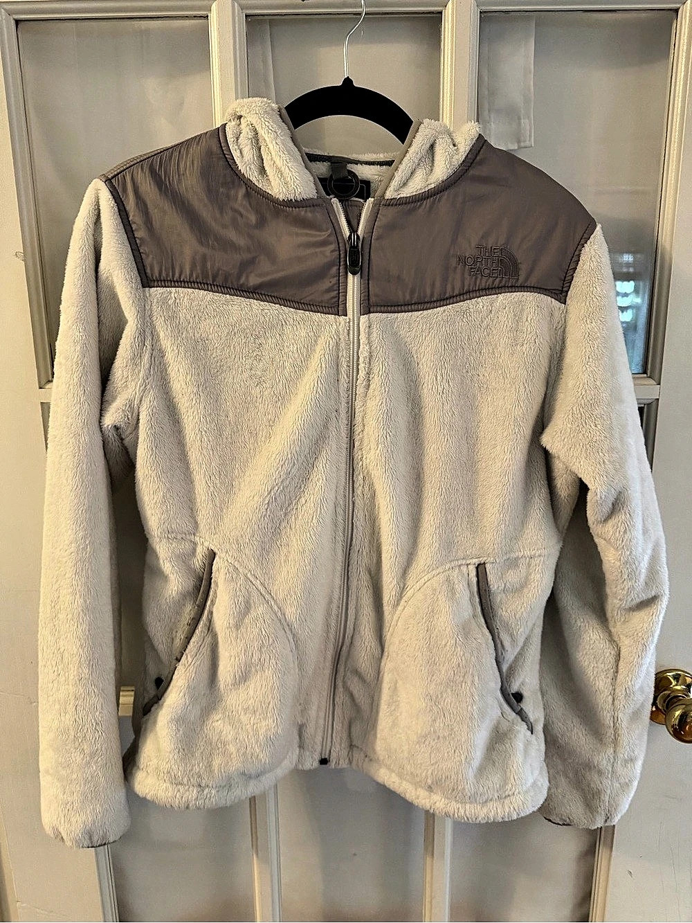 The North Face Osito Fleece Hoodie Jacket in Cream & Brown